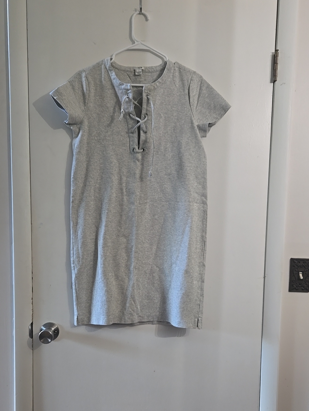 Casual Lace-Up Grey T-Shirt Dress